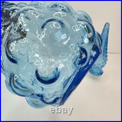 VINTAGE MCM 19.5 BLUE BUBBLE EMPOLI GENIE BOTTLE DECANTER WithSTOPPER