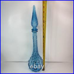 VINTAGE MCM 19.5 BLUE BUBBLE EMPOLI GENIE BOTTLE DECANTER WithSTOPPER