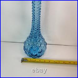VINTAGE MCM 19.5 BLUE BUBBLE EMPOLI GENIE BOTTLE DECANTER WithSTOPPER