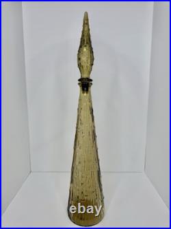 VINTAGE MCM 22.5 EMPOLI OLIVE GREEN WAX DRIP GENIE BOTTLE DECANTER WithSTOPPER