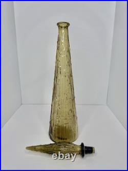 VINTAGE MCM 22.5 EMPOLI OLIVE GREEN WAX DRIP GENIE BOTTLE DECANTER WithSTOPPER