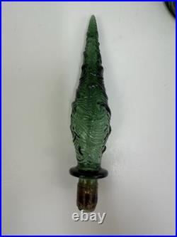 VINTAGE MCM 22 GREEN EMPOLI WAVE GENIE BOTTLE DECANTER With STOPPER Italy /rw