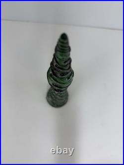 VINTAGE MCM 22 GREEN EMPOLI WAVE GENIE BOTTLE DECANTER With STOPPER Italy /rw