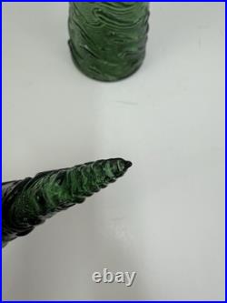 VINTAGE MCM 22 GREEN EMPOLI WAVE GENIE BOTTLE DECANTER With STOPPER Italy /rw