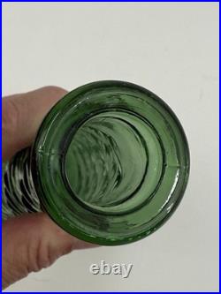 VINTAGE MCM 22 GREEN EMPOLI WAVE GENIE BOTTLE DECANTER With STOPPER Italy /rw