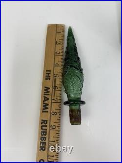 VINTAGE MCM 22 GREEN EMPOLI WAVE GENIE BOTTLE DECANTER With STOPPER Italy /rw
