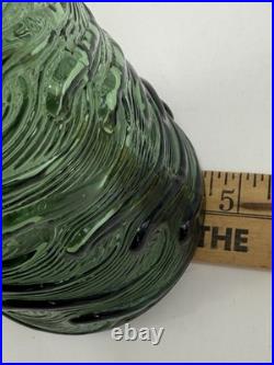 VINTAGE MCM 22 GREEN EMPOLI WAVE GENIE BOTTLE DECANTER With STOPPER Italy /rw