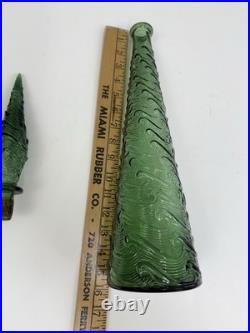 VINTAGE MCM 22 GREEN EMPOLI WAVE GENIE BOTTLE DECANTER With STOPPER Italy /rw