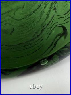 VINTAGE MCM 22 GREEN EMPOLI WAVE GENIE BOTTLE DECANTER With STOPPER Italy /rw