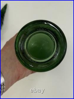 VINTAGE MCM 22 GREEN EMPOLI WAVE GENIE BOTTLE DECANTER With STOPPER Italy /rw