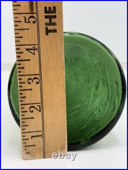 VINTAGE MCM 22 GREEN EMPOLI WAVE GENIE BOTTLE DECANTER With STOPPER Italy /rw