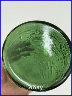 VINTAGE MCM 22 GREEN EMPOLI WAVE GENIE BOTTLE DECANTER With STOPPER Italy /rw