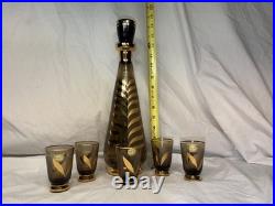 VINTAGE- MCM Bohemian Decanter Set 1950/60's 22k Gold. PLZ READ DESCRIPTION
