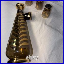 VINTAGE- MCM Bohemian Decanter Set 1950/60's 22k Gold. PLZ READ DESCRIPTION