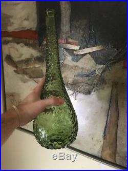 VINTAGE MCM Italian Avocado Green Bubble Genie Bottle Decanter 1960s Empoli