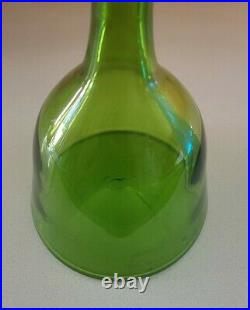 VINTAGE MID CENTURY BLENKO WAYNE HUSTED GLASS DECANTER Green with Stopper