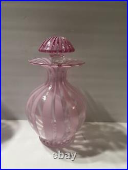 VINTAGE MURANO GLASS PINk SWIRL DECANTER ITALIAN 16 Oz