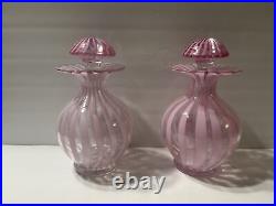 VINTAGE MURANO GLASS PINk SWIRL DECANTER ITALIAN 16 Oz