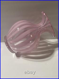 VINTAGE MURANO GLASS PINk SWIRL DECANTER ITALIAN 16 Oz