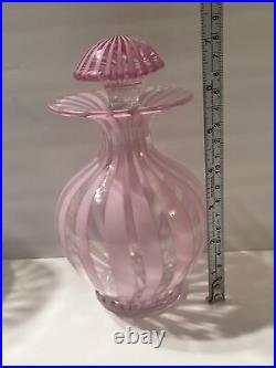 VINTAGE MURANO GLASS PINk SWIRL DECANTER ITALIAN 16 Oz