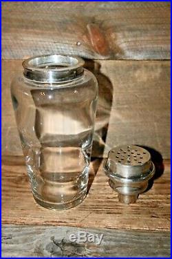 VINTAGE Modern Glass & Sterling Silver Cocktail Shaker Barware Decanter Antique