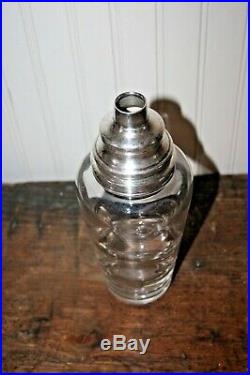 VINTAGE Modern Glass & Sterling Silver Cocktail Shaker Barware Decanter Antique