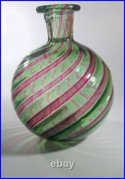VINTAGE RARE 1960s FRATELLI TOSO MURANO A CANNE ART GLASS BOTTLE VASE