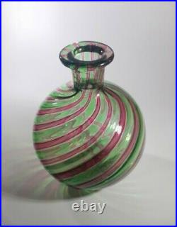 VINTAGE RARE 1960s FRATELLI TOSO MURANO A CANNE ART GLASS BOTTLE VASE