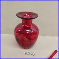 VINTAGE Rainbow Glass Amberina Red Pinched Decanter With Stopper Glows Beautiful VINTAGE Rainbow Glass Amberina Red Pinched Decanter With Stopper Glows Beautiful