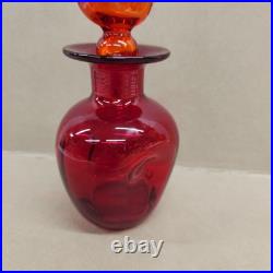 VINTAGE Rainbow Glass Amberina Red Pinched Decanter With Stopper Glows Beautiful