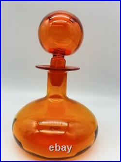 VINTAGE Rainbow Glass Orange GLASS DECANTER WITH STOPPER