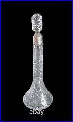 VINTAGE SILVER & CRYSTAL GLASS DECANTER AND SIX GLASSES MOSCOW / RUSSIA / 1960s