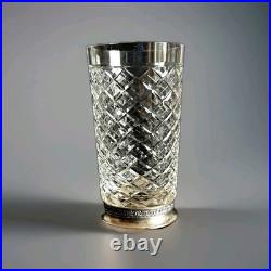 VINTAGE SILVER & CRYSTAL GLASS DECANTER AND SIX GLASSES MOSCOW / RUSSIA / 1960s