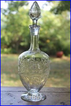 VINTAGE WEBB ENGRAVED DECANTER With 6 CORDIALS