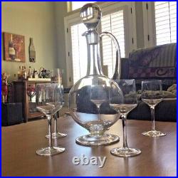 VTG 13 Pedestal Glass Wine Decanter withSpout, Sphere Body, with5 Cordial Stemware