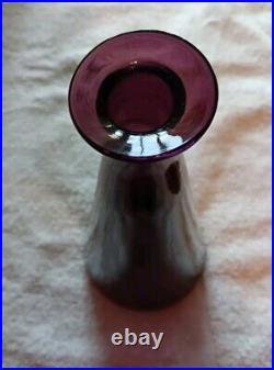 VTG 17 MCM Italy Empoli Glass Purple Amethyst Genie Bottle w Flame Stopper