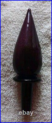 VTG 17 MCM Italy Empoli Glass Purple Amethyst Genie Bottle w Flame Stopper