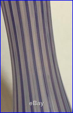 VTG 18 Signed Murano Art Glass Purple / Blue Ribbon Decanter Italy Hand Blown