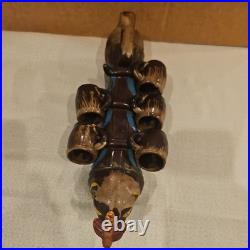 VTG 1950s Barware Artmark Japan Ceramic Dachshund Dog Decanter, 5 Shot Glasses