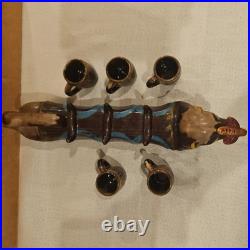 VTG 1950s Barware Artmark Japan Ceramic Dachshund Dog Decanter, 5 Shot Glasses
