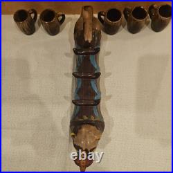 VTG 1950s Barware Artmark Japan Ceramic Dachshund Dog Decanter, 5 Shot Glasses