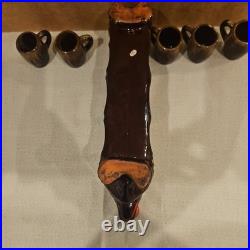 VTG 1950s Barware Artmark Japan Ceramic Dachshund Dog Decanter, 5 Shot Glasses