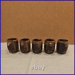 VTG 1950s Barware Artmark Japan Ceramic Dachshund Dog Decanter, 5 Shot Glasses