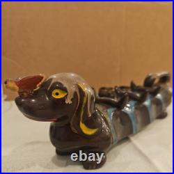 VTG 1950s Barware Artmark Japan Ceramic Dachshund Dog Decanter, 5 Shot Glasses