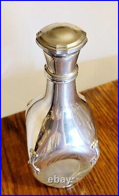 VTG 1950s French Glass and Pewter Art Deco Decanter by Etains Du Manoir