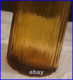VTG 1960's 14 Amber Empoli Glass Italy Lady/Woman Figural Bottle Decanter