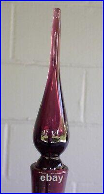 VTG 1960's Blenko Art Glass Amethyst Purple Decanter 920 L with Stopper 23 1/4