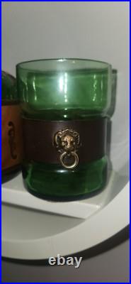 VTG 1960s Mid Century Modern Crackle Glass Bubble Top Decanter Green