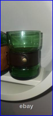 VTG 1960s Mid Century Modern Crackle Glass Bubble Top Decanter Green