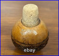 VTG 1980's Italian Green Glass Decanter Set Leather Wrapped With Serving Tray